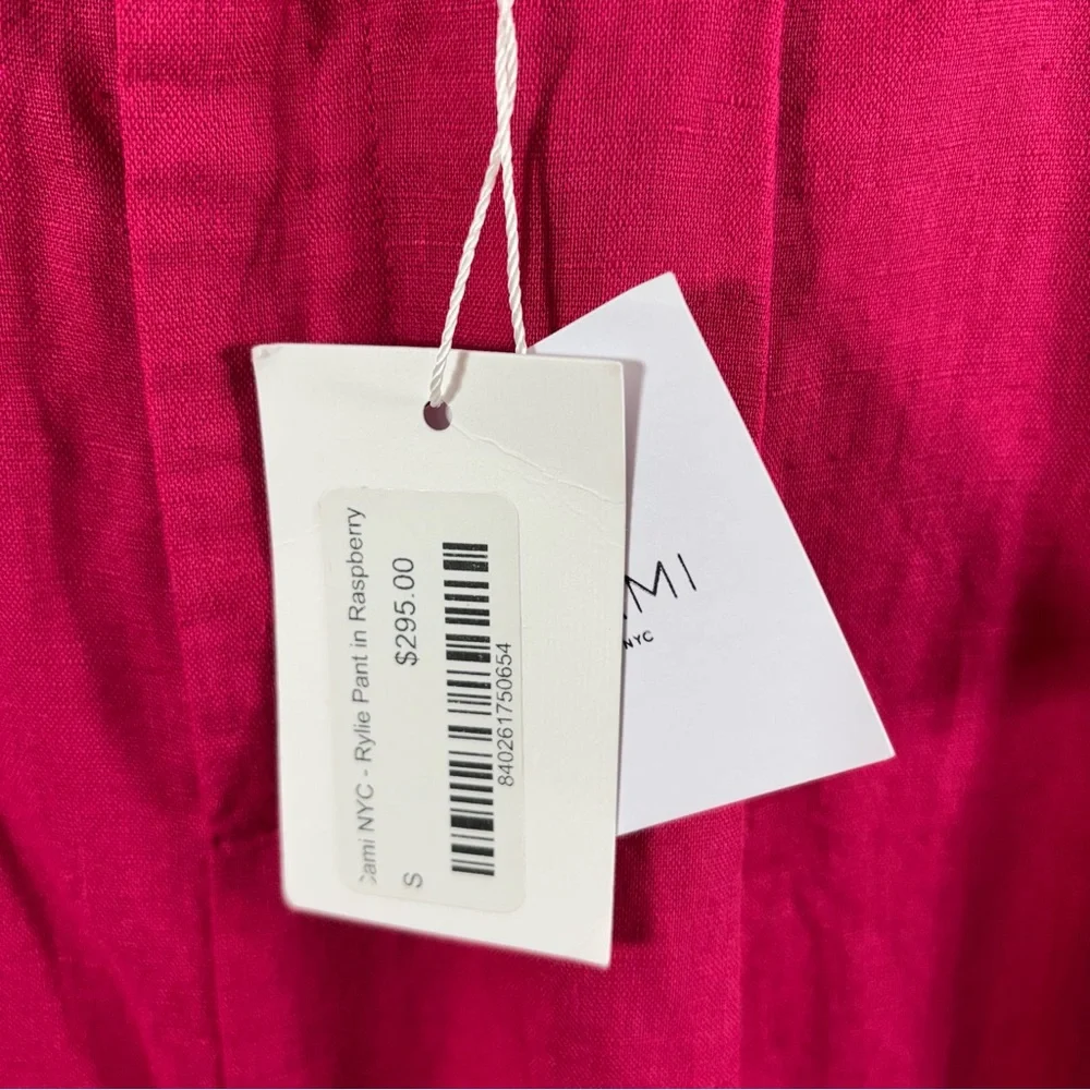 Cami NYC‎ Raspberry Rylie High Waist Wide Leg Linen Trousers Pink NWT Small